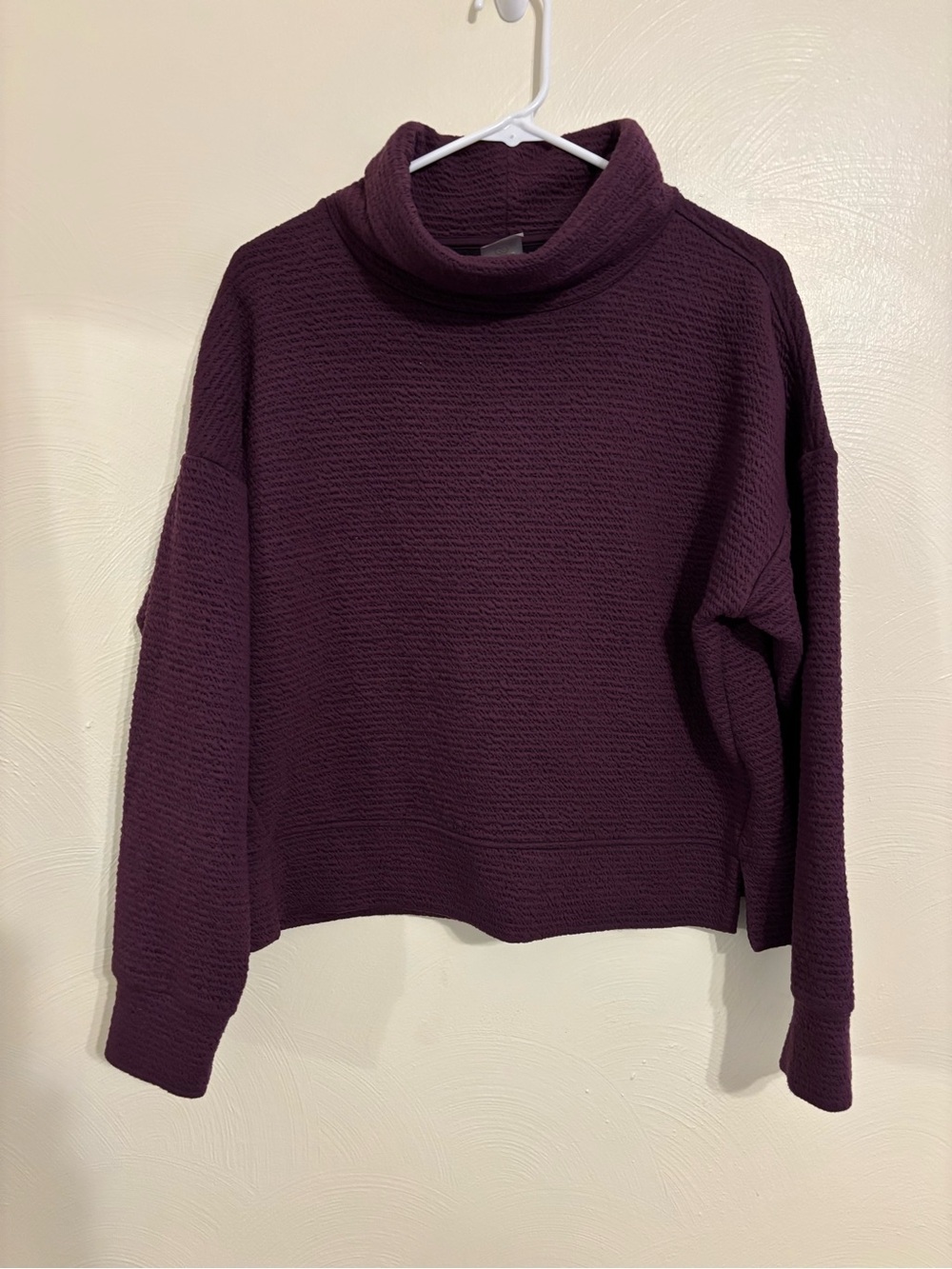 Calia Women’s Large Purple Textured Cowl Neck Pullover Sweater Top